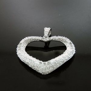 .925 silver Heart Pendant W/ 12 Diamonds size 33mm